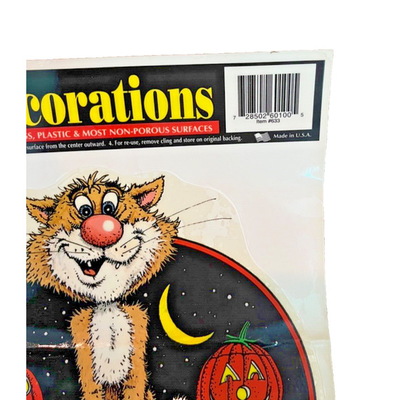 Halloween Animals Plastic Window Decoration Clings Vintage NOS - Picture 2 of 7